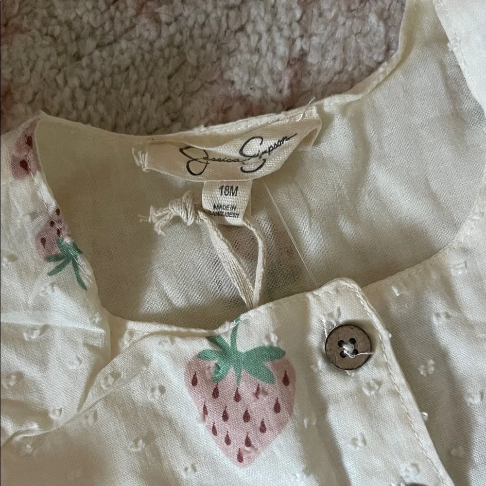 Jessica Simpson White & Pink Strawberry Cotton Top and Bloomers